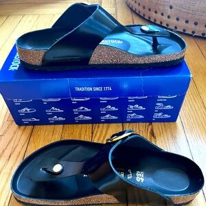 Brand NWT Birkenstock Gizeh High Shine Big Buckle Thong Sandals